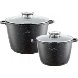 Zilner Set aus zwei großen marmorierten Töpfen 6,2L/10,2L