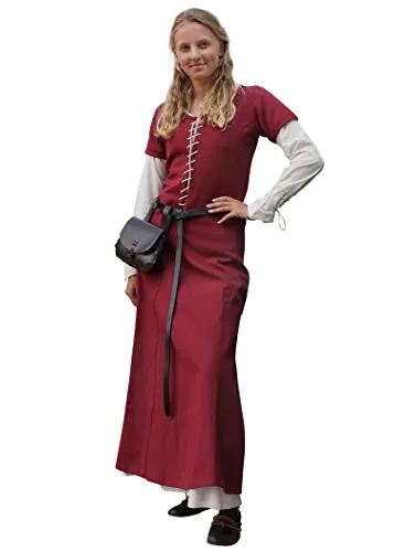 Battle-Merchant Cotehardie AVA - Mittelalter Kleid für Damen - Kostüm-Outfits für Erwachsene, authentisches Design aus hochwertiger Baumwolle, ideal für Mittelaltermärkte und LARP, mit individueller Schnürung für perfekten Sitz.