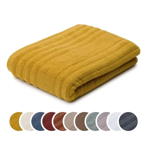 liebling Badetuch Luxus Bio Baumwolle, Serie Marseille, 770 gr. / m², 100 x 150 cm, Ökotex, 60 Grad, saugstark, schnelltrocknend, Farbe: senf