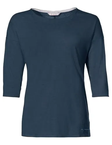 Vaude Damen Neyland 3/4 T-Shirt - Größe M, Blau - Feminines T-Shirt aus recyceltem Polyester und Hanffasern, ideal für aktive Damen, mit moderner, natürlicher Optik.