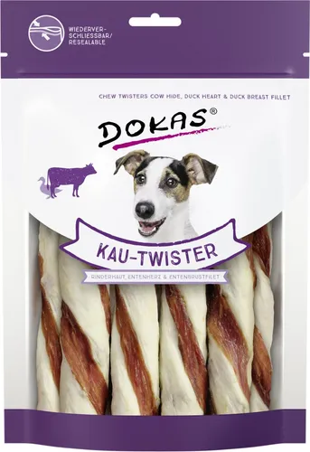 Dokas Kau-Twister Rinderhaut, Entenherz und Entenbrustfilet 200 g