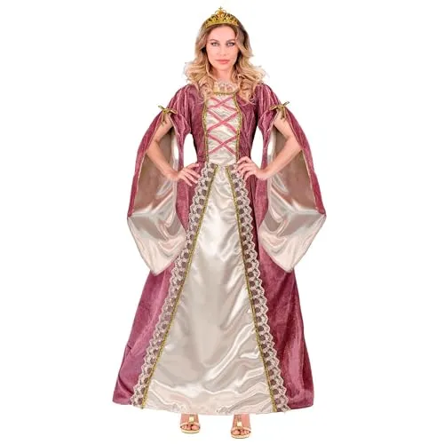 W WIDMANN MILANO Mittelalter Prinzessin Kostüm mit Krone - Majestätisches Mittelalter Kostüm für Erwachsene in XXL. Mit edlen Perlenstickereien und voluminösen Ärmeln für einen royal inspirierten Auftritt. Inkl. Unterrock und Krone für das perfekte Märchenoutfit.