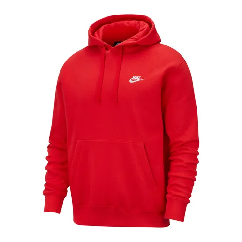 Nike Kapuzenpullover Club Fleece rot/university red S - Herren-Sweatshirts mit weichem Fleece-Innenmaterial für optimalen Komfort, Kängurutasche und verstellbare Kapuze bieten Wärme und Schutz.