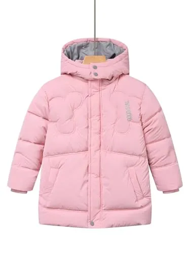 WS-Trend Glo-Story Kinder Winterjacke für Mädchen mit Kapuze – Warm wattierte Steppjacke aus 100% Polyester – Größen 104–158 – Farben Rosa, Blau oder Weiß, Farbe: Rosa, Bekleidungsgröße: 104/110