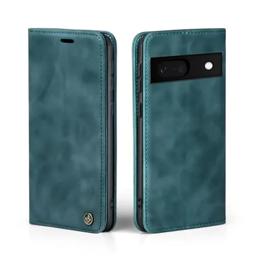 LBH Handyhülle für Google Pixel 7a in Petrol Blau mit Karten- und Geldfach Smartphone Hülle mit Standfunktion Flip Case Schutzhülle Magnetverschluss Vintage