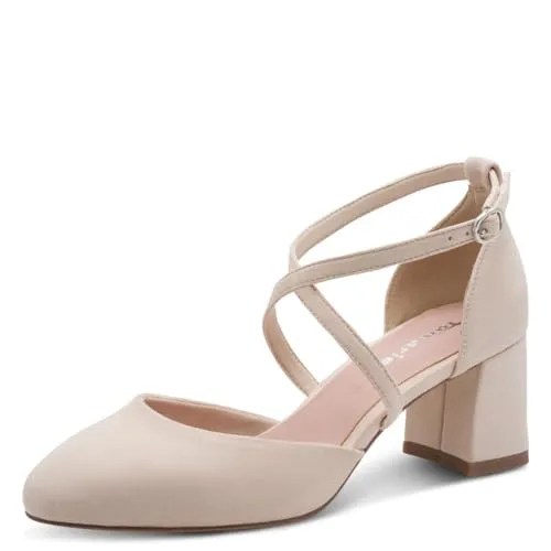Tamaris Damen Pumps 1-22438-46 in Rosa mit Blockabsatz - Elegante offene Pumps mit gekreuzten Riemen und 6,5 cm Blockabsatz. Optimaler Tragekomfort dank gepolstertem Fußbett und rutschfester Sohle. Ideal für jeden Anlass!