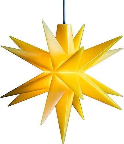 STEINFIGURENWELT GIEBEN 3D LED Stern Ø 8 cm Weihnachtsstern Batterie Ministern Innen mit Timer Kunststoff Stern klein Leuchtstern Deko für innen Indoor von Dekowelt (Gelb)