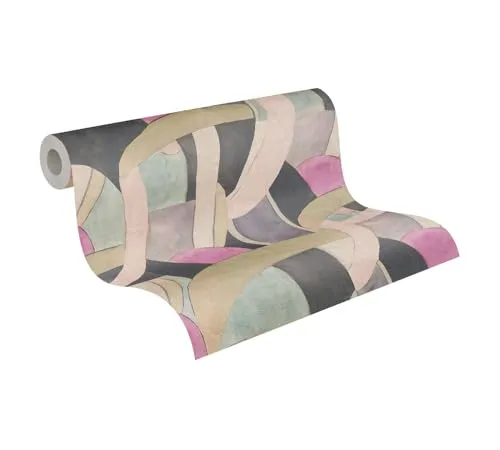 A.S. Création livingwalls Anna D'Andrea Vliestapete Grafik 10,05 m x 0,53 m - Beige, Blau, Schwarz, Rosa - Tapete glatt - 782142