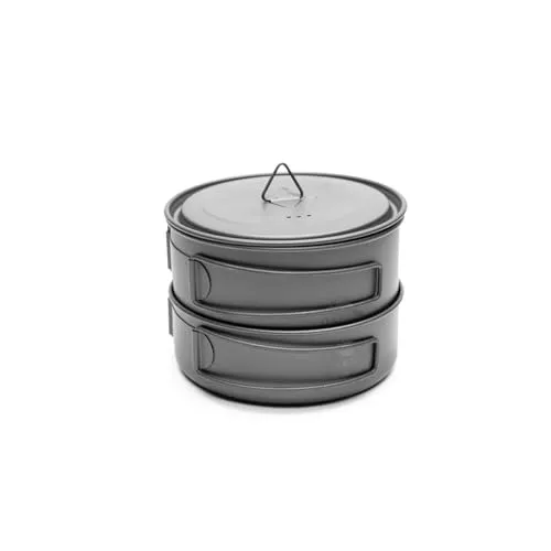 TOAKS Kompaktes Titan-Kochset, 2-teilig, 800 ml Topf und 400 ml Topf mit Deckel, nahtloses Nesting-Design für Rucksackreisen, Camping und Kochen im Freien