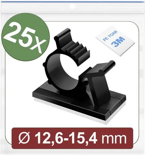 Quadrios 24CA452 Befestigungssockel selbstklebend 24CA452 Bündel-Ø-Bereich 12.6 bis 15.4mm Schwarz 25St.