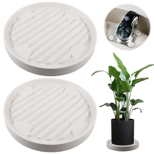 Stück Pflanzenroller Rund Ø31x31cm, Rollbrett Pflanzen mit 360 ° Drehbare Rädern, Blumenroller, Pflanzenroller Outdoor Wetterfest für den Hausgarten Blumentopf (Beige) 2