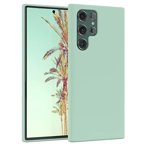 EAZY CASE Premium Silikon Handyhülle kompatibel mit Galaxy S22 Ultra 5G Slimcover mit Kameraschutz und Innenfutter, Silikonhülle, Schutzhülle, Bumper, Handy Case, Hülle, Softcase, Mint Grün