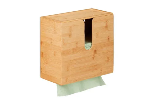 relaxdays Papiertuchspender aus Bambus mit Deckel - hellbraun - Sonstige Badaccessoires, stilvoller Papiertuchspender aus robustem Bambus, ideal für eine ordentliche und elegante Bad- oder Küchenatmosphäre.