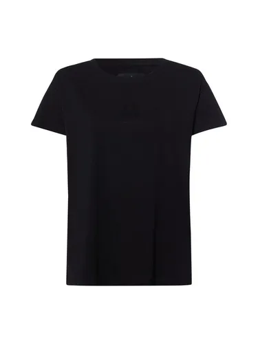 Armani Exchange Damen T-Shirt aus Baumwolle schwarz - Stylisches T-Shirt mit funkelndem Labelprint aus Ziersteinen, ideal für ein strahlendes Outfit in jeder Gelegenheit.