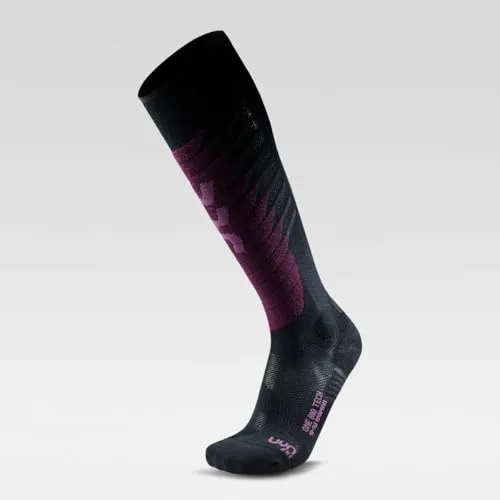 Uyn Woman Ski One Biotech Socks black/purple (B223) 41/42 - Warme Skisocken für Frauen mit innovativer Zerocuff-Technologie für optimalen Tragekomfort und verbesserte Blutzirkulation. Ideal für Skifahrerinnen, die Leistung und Wohlbefinden schätzen.