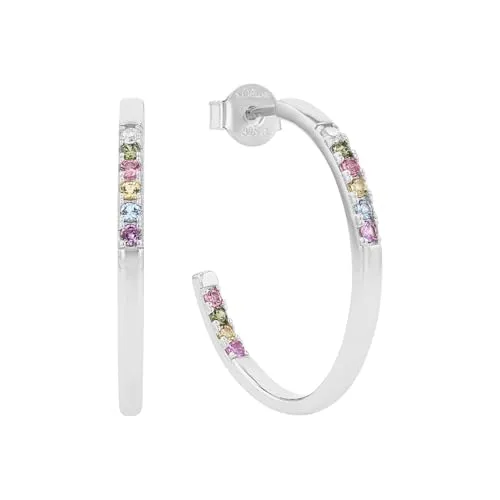 s.Oliver Creolen 925 Sterling Silber mit Zirkonia - Ohrringe für Damen aus 925 Sterling Silber, ca. 2,4 cm lang, mit funkelnden Zirkonia und in eleganter Schmuck Geschenk Box.