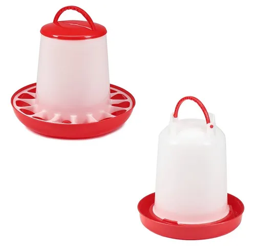 Mucola Futterautomat Set 1,5KG Geflügel Futterspender + 1,5Liter Geflügeltränke Tränke, Aus hochwertigem halbdurchsichtigen Kunststoff