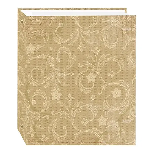 Magnetisches Fotoalbum mit 3 Ringen, selbstklebend, 100 Seiten (50 Blatt), Jasmin-Design