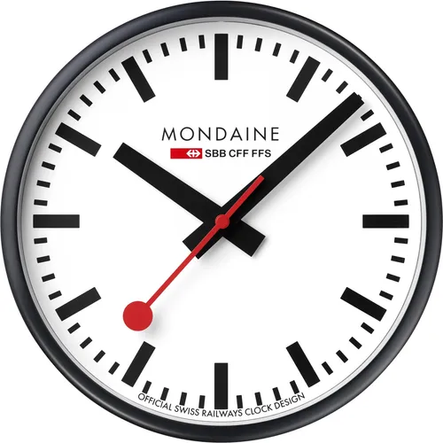MONDAINE Wanduhr Quarz 25 cm Schwarz/Weiß in weiß von Mondaine
