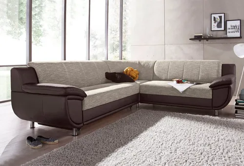 TRENDMANUFAKTUR Ecksofa Rondo 3, zeitlos und modern, im Materialmix, L-Form, wahlweise Federkern für hohen Sitzkomfort, wahlweise Bettfunktion