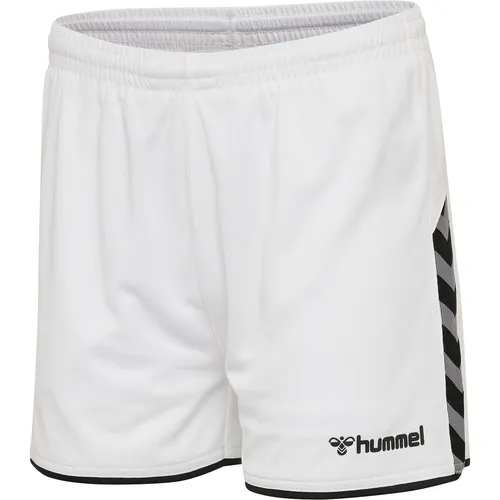 hummel Sporthose hmlAUTHENTIC Poly Shorts (leichter Jerseystoff, ohne Seitentaschen) Kurz weiss/schwarz Damen, Größe: M