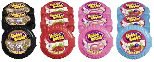 Hubba Bubba Kaugummi Rollen Mix - Cola, Erdbeere, Fancy Fruit & Triple Mix - Kaugummis in 4 köstlichen Geschmacksrichtungen, ideal für Kauspaß und perfekte für unterwegs.