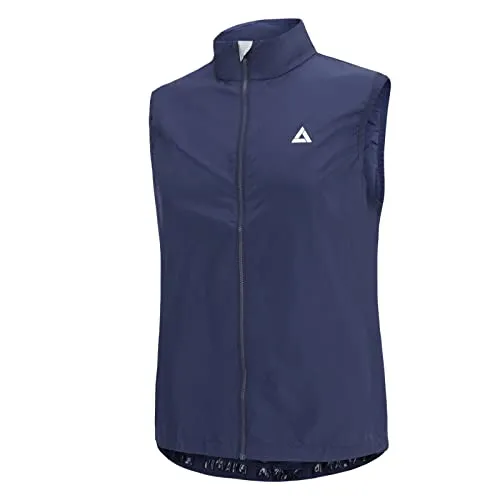 Airtracks Herren Fahrradweste Pro Line - Leichte Winddichte Laufweste in Navy-Blau - Die Airtracks Herren Fahrradweste Pro Line ist atmungsaktiv, winddicht und leicht. Ideal für sportliche Aktivitäten bei wechselhaftem Wetter. Mit reflektierenden Elementen für bessere Sichtbarkeit und hohem Tragekomfort.