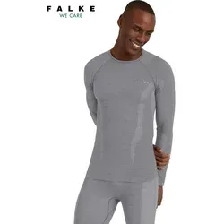 FALKE Herren Baselayer-Shirt Wool-Tech Round Neck M L/s Sh, Grau Grey-Heather 3757, XXL - Sportunterwäsche für Herren, aus nachhaltigem Funktionsmaterial mit mulesingfreier Wolle, hält warm und trocken bei kalten Temperaturen, ideal für Sportarten wie Laufen und Skifahren.