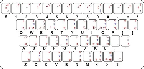 Akachafactory Selbstklebender Notebook-Tastatur, Alphabet Buchstaben Sanskrit iast Indien