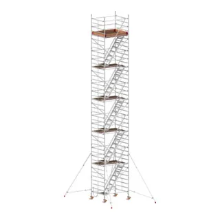 Hymer Treppen-Fahrgerüst 1,90x1,50m - Sicherer Aufstieg bis 12,4m - Fahrgerüst, extrem robust mit großen Bühnen für sicheres Arbeiten in der Höhe. Schnell auf- und abgebaut dank Klickverschlüssen und höhenverstellbaren Lenkrollen.