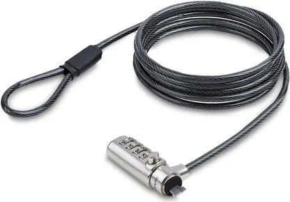 StarTech.com Slim Lock K-Slot Compatible, 6.6ft Combination Locking Cable - Sicherheitskabelschloss - schwarz & silber - 2 m (SSTDC4D-LAPTOP-LOCK)