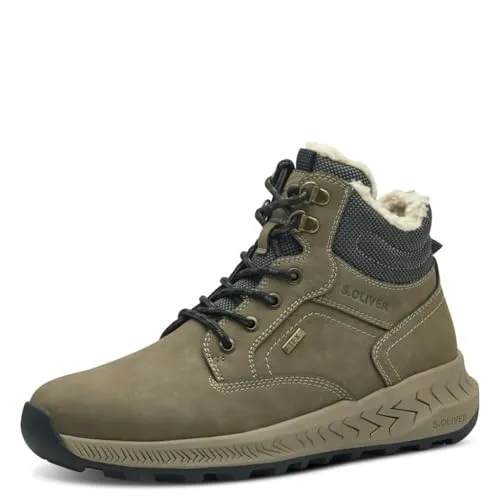 s.Oliver Herren Stiefel zum Schnüren Wasserabweisend Vegan, Grün (Khaki), 45 EU