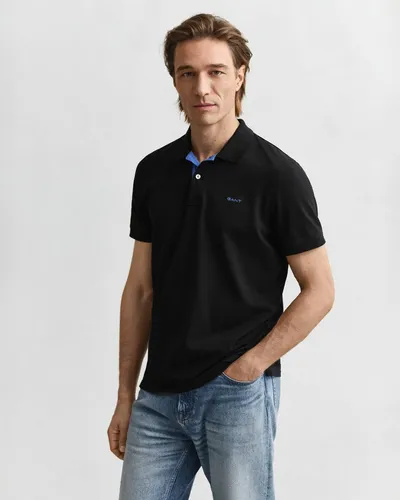 Gant Herren Reg Contrast Pique Rugger Polohemd, Schwarz, XXL EU - Poloshirts für Herren mit Slim Fit Passform, die die Figur betont und höchsten Tragekomfort bietet.