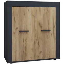 VCM Holz Kommode | Sideboard mit Drehtüren in Anthrazit/Honig-Eiche - Elegantes Sideboard mit zwei Drehtüren und großzügigem Stauraum. Perfekte Maße: H. 89 x B. 80 x T. 35 cm, ideal für jeden Wohnraum.