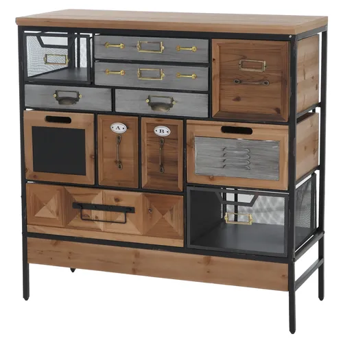 Mendler Apothekerkommode HWC-Q77, Industrial Vintage Highboard mit 12 Schubladen