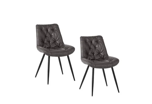 HTI-Living Esszimmerstuhl Loryn Antikanthrazit 2er Set - Die stilvollen Esszimmerstühle Loryn im 2er Set bieten modernen Retro-Charme und hohen Komfort durch gepolsterte Sitzfläche. Die stabilen Beine aus Rundeisen garantieren sicheren Stand. Maße: 63 x 85 x 54 cm.