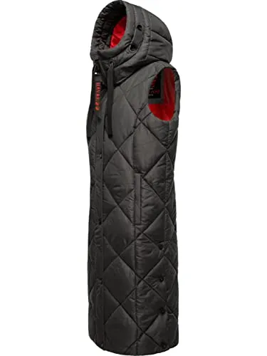 Navahoo Damen Winter Steppweste mit Kapuze - Anthracite, Gr. L - Funktionsjacke für kalte Tage, mit warmer Wattierung und verstellbarer Kapuze, ideal für Outdoor-Aktivitäten und sportliche Einsätze.