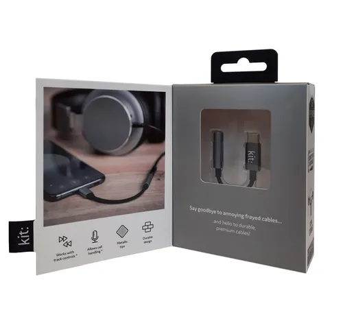 kit: Audio Adapter USB-C auf 3,5 mm Klinke, textilummantelt, silbergrau-schwarz