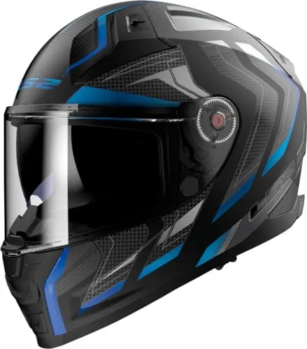 LS2 FF811 Vector II Alizer Integralhelm - Matt Schwarz/Grau/Blau - S - Motorradhelm mit ultraleichter HPFC-Schale, Twin Shield System für optimalen Schutz und hervorragende Belüftung für maximalen Komfort beim Fahren.