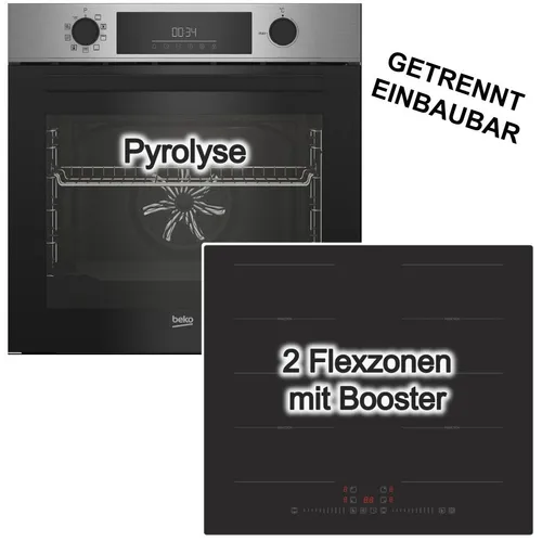 Herdset Pyrolyse Backofen + PKM Induktionskochfeld 2 Flexzonen