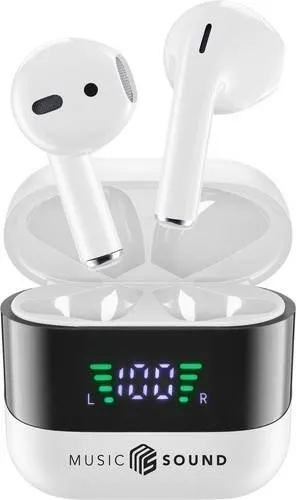 Music Sound 8018080488627 Bluetooth Kopfhörer Kabellos Weiß - Kopfhörer mit bis zu 30 Stunden Spielzeit, ideal für Musik und Anrufe. Die LED-Anzeige zeigt den Ladezustand, und das Auto-Pairing erleichtert die Verbindung mit Ihren Geräten.