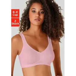 Soft-BH PETITE FLEUR - Damen, Gr. 95, Cup B, rosa - Funktionsunterwäsche - Bequemer, bügelloser BH im Doppelpack aus 95% Baumwolle für hohen Tragekomfort und optimale Passform, ideal für eng anliegende Kleidung.