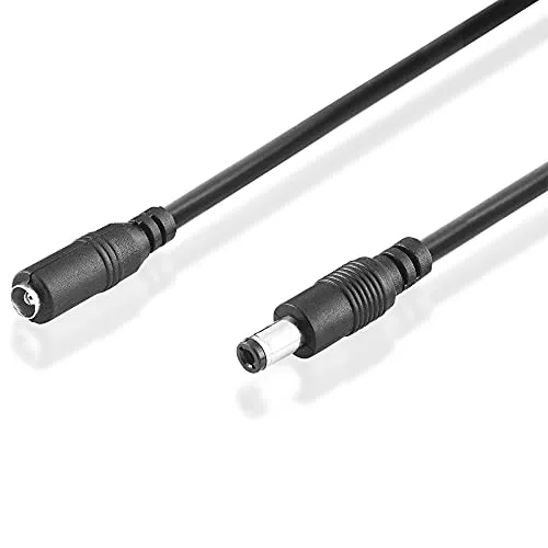 Meter DC Strom-Kabel Netz-Kabel Verlängerung 12V 500mA, 2,5mm x 5,5mm Stecker männlich auf 2,5mm x 5,5mm Buchse Kupplung weiblich, Schwarz 5