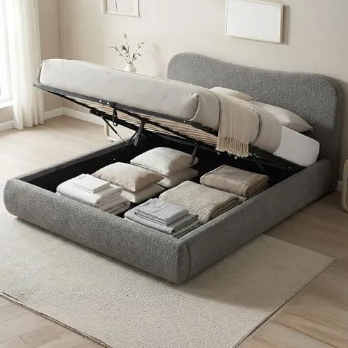 CLP Polsterbett Maido mit Stauraum und Lift-Mechanismus, 160x200 cm, dunkelgrau