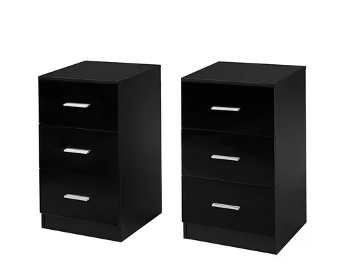 KOMFOTTEU Nachtkommode mit 3 Schubladen (2 St), Holz, 67cm hoch - Elegante Nachtkommode mit 3 geräumigen Schubladen für optimalen Stauraum. Hochwertige Materialien und ein stilvolles Design werten Ihr Schlafzimmer auf. Ideal für eine aufgeräumte und moderne Atmosphäre.