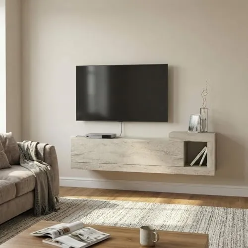 moebel17 TV Lowboard 150 cm – Modernes TV Möbel in Travertin-Optik - MODERNES TV LOWBOARD IM ELEGANTEN DESIGN. Das moebel17 Lowboard Bliss in Travertin-Optik bietet mit 150 cm Breite großzügigen Stauraum für TV & Zubehör. Ideal für stilvolle Wohnzimmer und langlebig im Gebrauch.