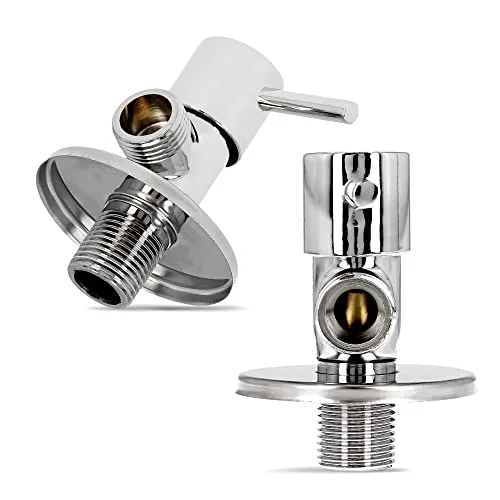 Eckventil Griff Eckregulierventil Keramik Kopf 1/2'' x 1/2'' Armaturenanschluss Wandanschluss Kalt Warmwasser Messing Verchromt Schlauchanschluss Waschbecken