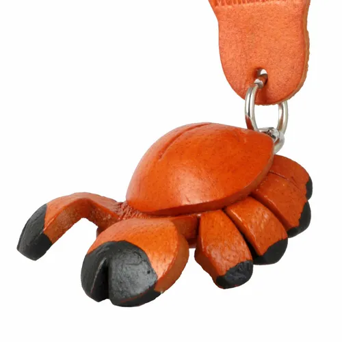 Schlüsselanhänger Leder Krebs Tier Figur in orange von Monkimau