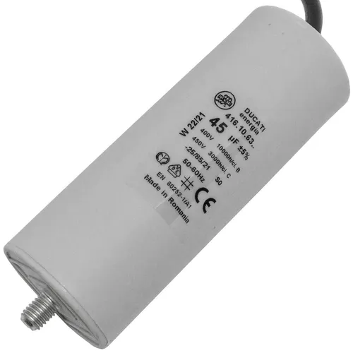 Anlaufkondensator Motorkondensator 45µF 400V 45x119mm Kabel 35cm Ducati 416.10.6