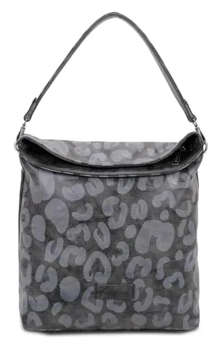 Fritzi aus Preussen Damen Bike01 Leo Black Idol Schultertasche - Stylische Damen-Schultertasche mit abnehmbarem Anhänger und Schultergurt, ideal für den Alltag und unterwegs.